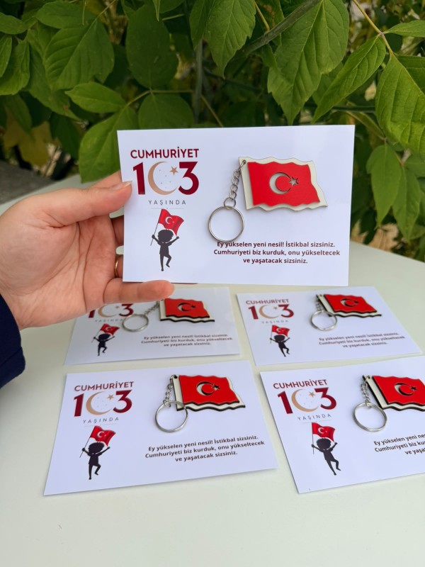 29 Ekim Cumhuriyet 103. Yıl Özel Tasarım Türk Bayrağı Anahtarlık &a&hellip;