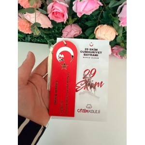 29 Ekim Cumhuriyet Bayramı Özel Tasarım Ahşap Kitap Ayracı