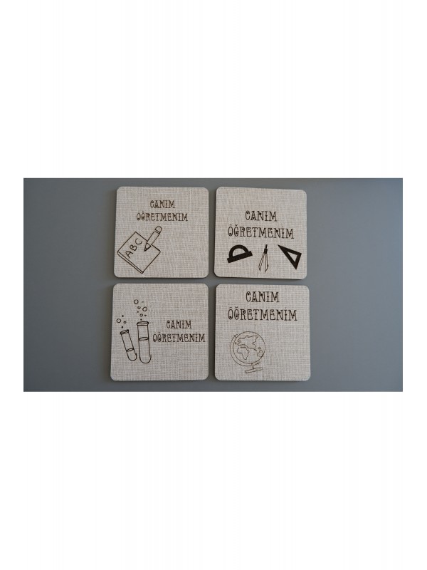 Öğretmenler Gününe Özel Ahşap Bardak Altlığı 4'lü&hellip;