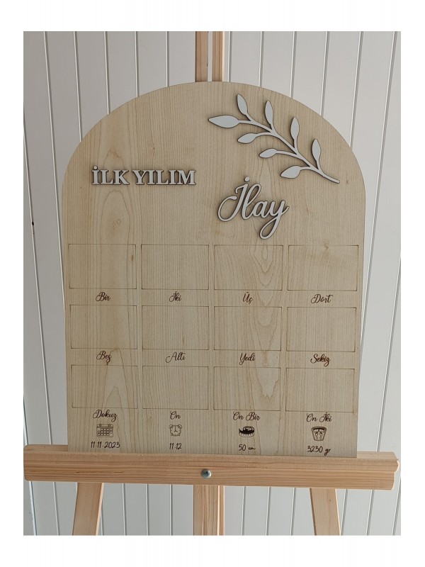 1 Yaş Bebek Anı Panosu Yapraklı&hellip;