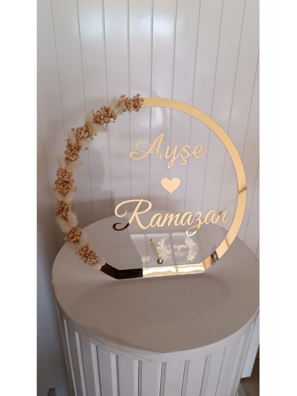 Kuru Çiçek Süslemeli Nişan Masaüstü İsimlik&hellip;