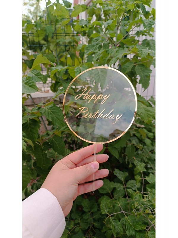 Şeffaf Pleksi Happy Birthday Yazılı Pasta Süsü&hellip;