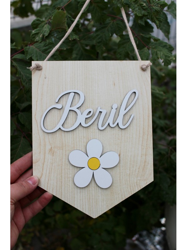 Bebek Odası İsme Özel Duvar Dekoru Papatyalı