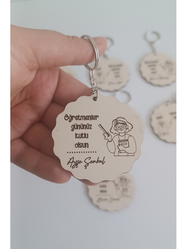 Öğretmenler Günü Öğretmen figürlü 5'li Ahşap Anahtarlık&hellip;