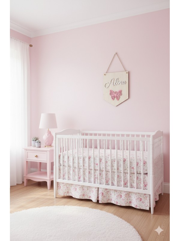 Bebek Odası İsme Özel Duvar Dekoru Kelebekli