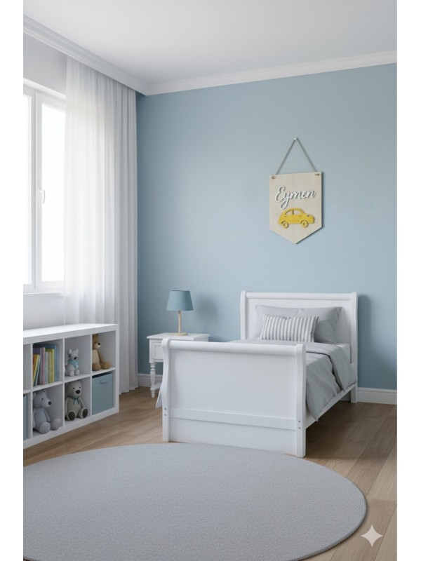 Bebek Odası İsme Özel Duvar Dekoru Arabalı